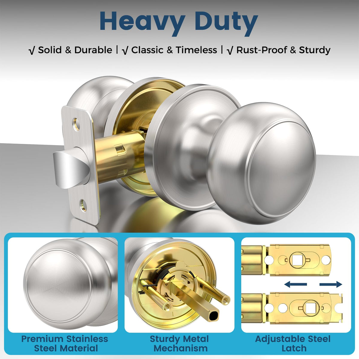 Vesmikit non-locking passage knob installed on a closet door