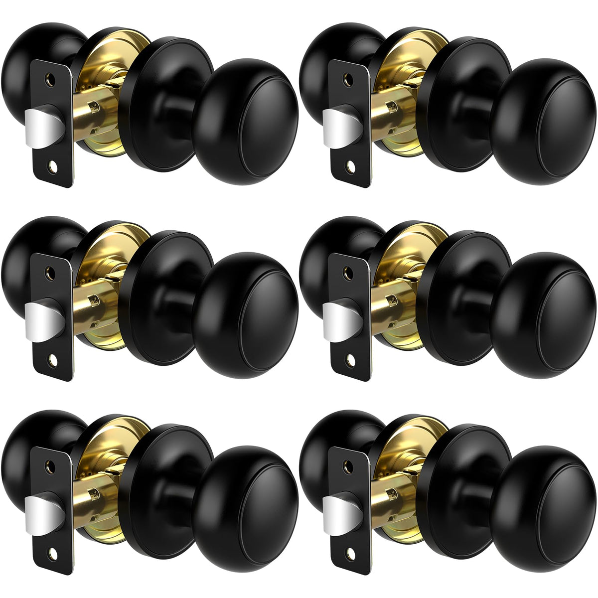 Vesmikit matte black passage door knob pack of six for interior doors.