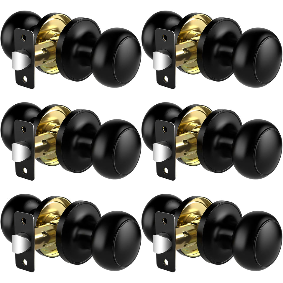 Vesmikit matte black passage door knob pack of six for interior doors.