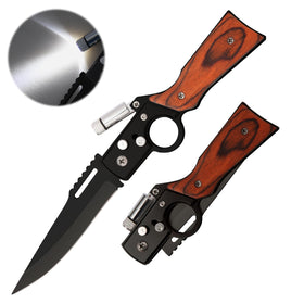 VESON-LON pocket knife folded with LED light, ready for emergency night tasks.