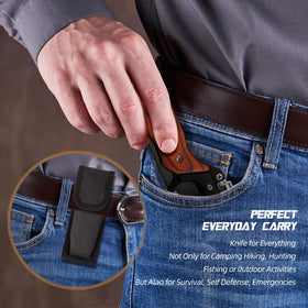 VESON-LON pocket knife in camping scene, illustrating outdoor versatility.