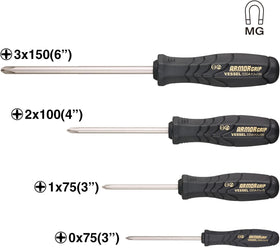 Cr-V alloy shaft on VESSEL Armor Grip set emphasizes wear resistance.