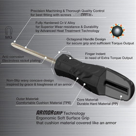 VESSEL Armor Grip screwdriver fully hardened blades deliver lasting durability.