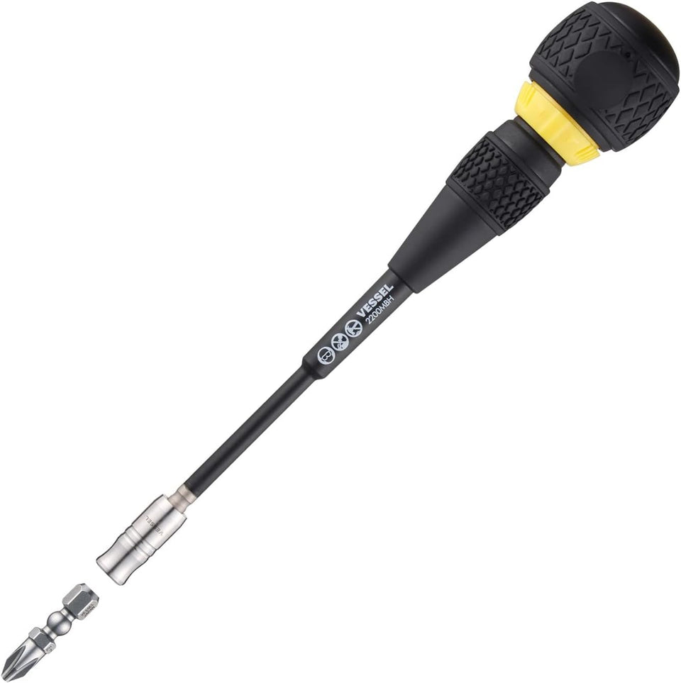 VESSEL BALL GRIP ratchet screwdriver top view shows compact ergonomic handle.