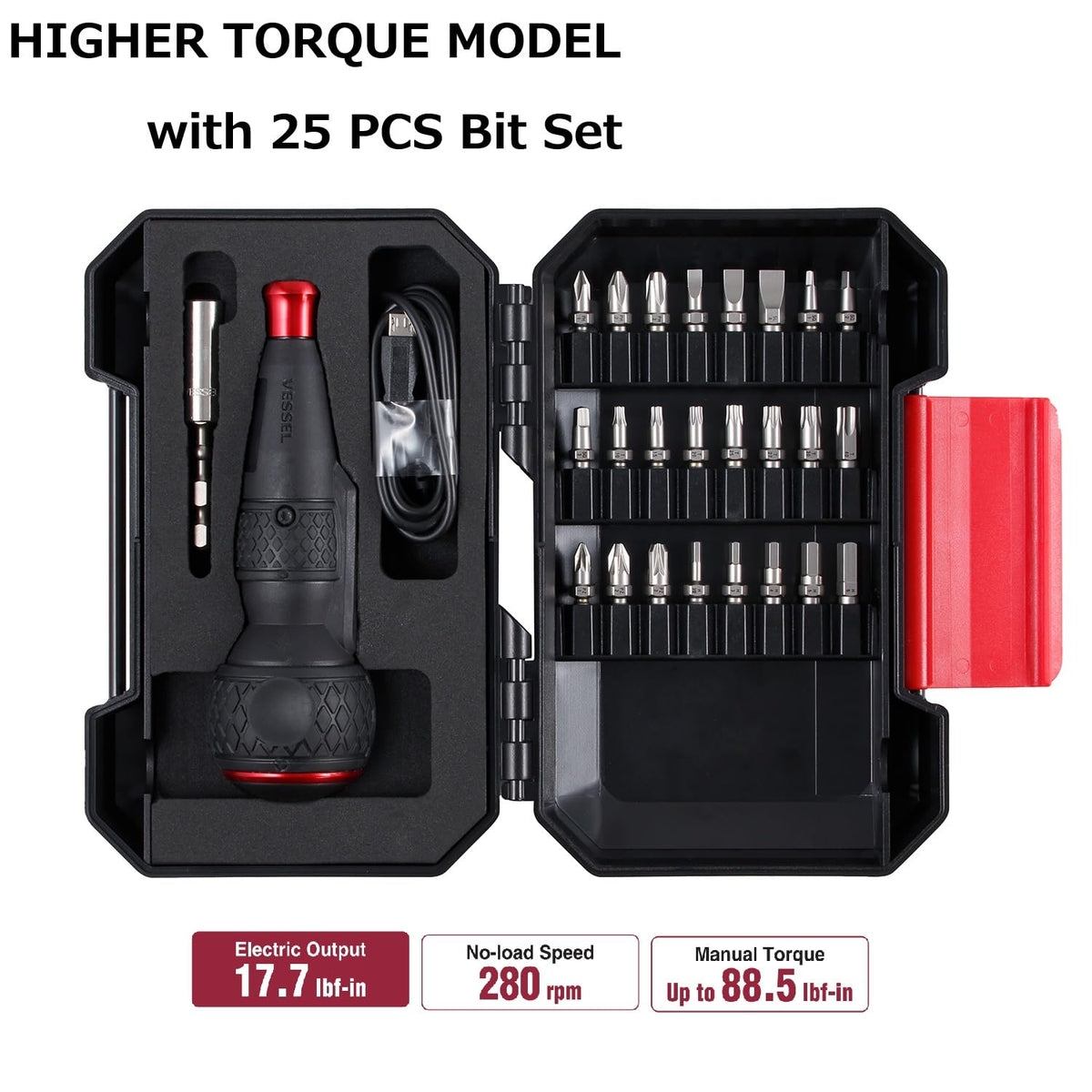 VESSEL e-ASSIST screwdriver case with organized accessories for on-the-go tasks.