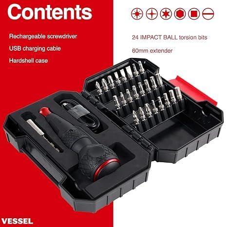 VESSEL e-ASSIST screwdriver with LED lighting for dark workspaces.