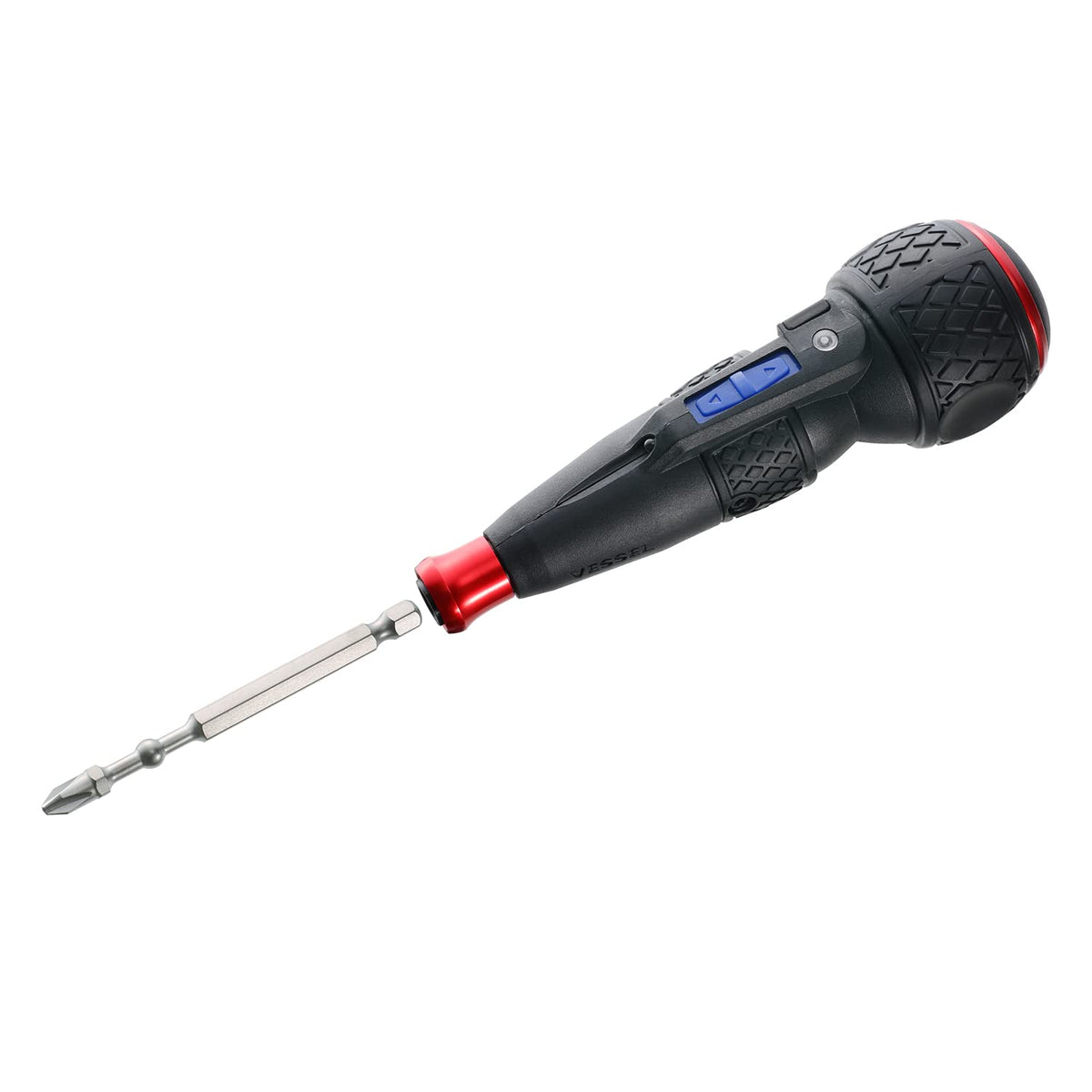 VESSEL e-ASSIST Screwdriver with interchangeable bits for varied tasks.