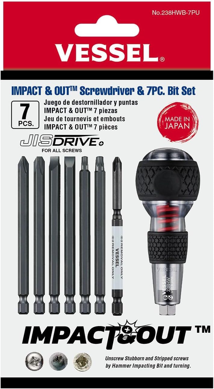 VESSEL Impact & Out Screwdriver end cap for hammer striking enhances durability