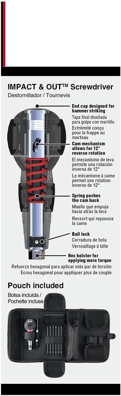 VESSEL Impact & Out Screwdriver hex bolster provides extra torque for stubborn fasteners