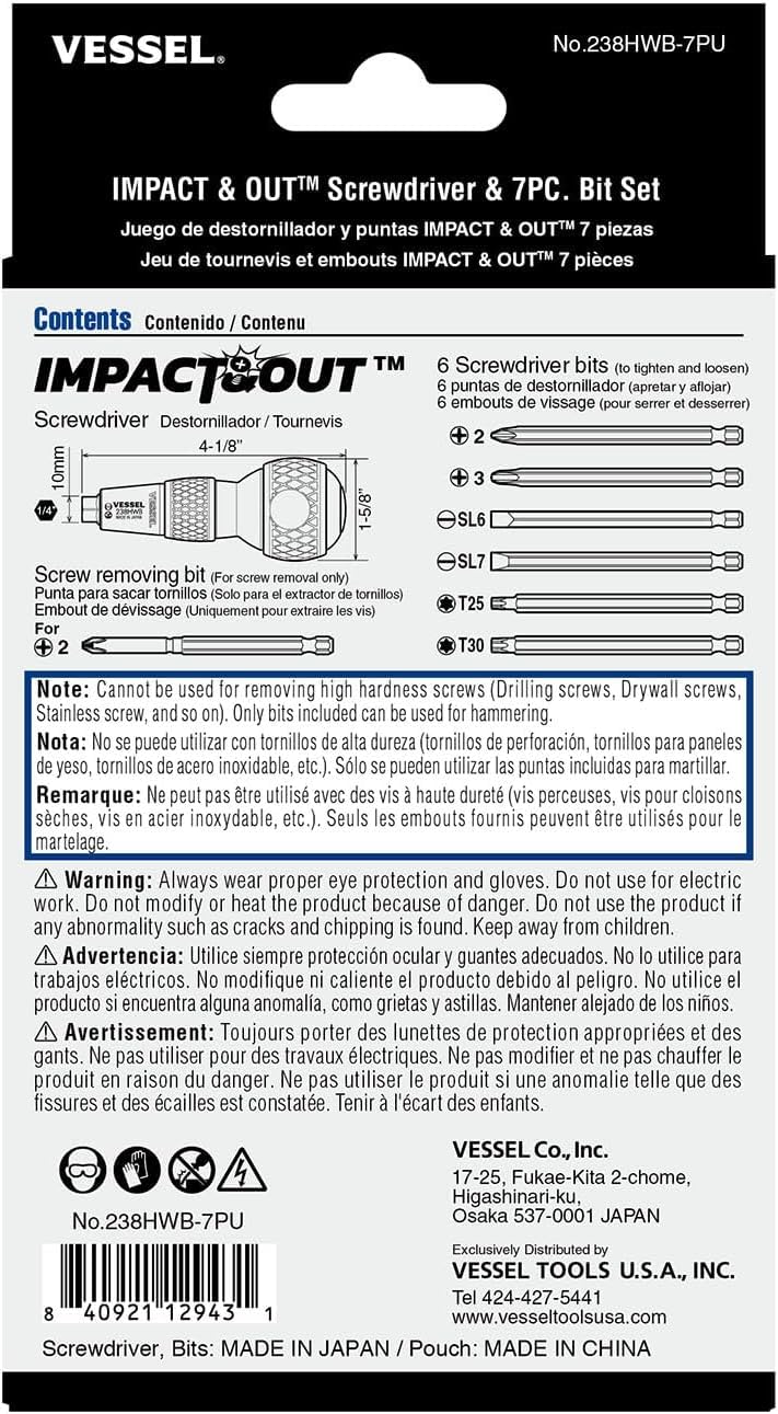 VESSEL Impact & Out Screwdriver made in Japan highlights quality craftsmanship