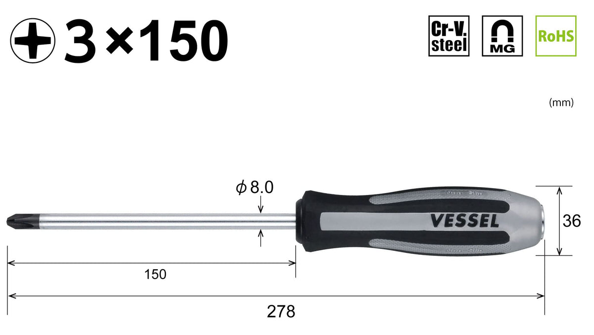 VESSEL Megadora Impacta slip-proof grip ensures better torque on oily hands.