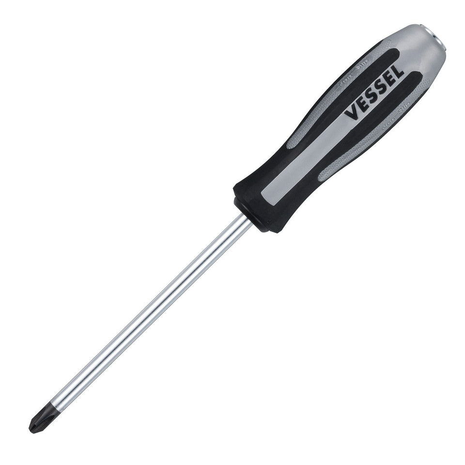 VESSEL Megadora Impacta tang-thru design with metal cap protects the handle during hammer use.