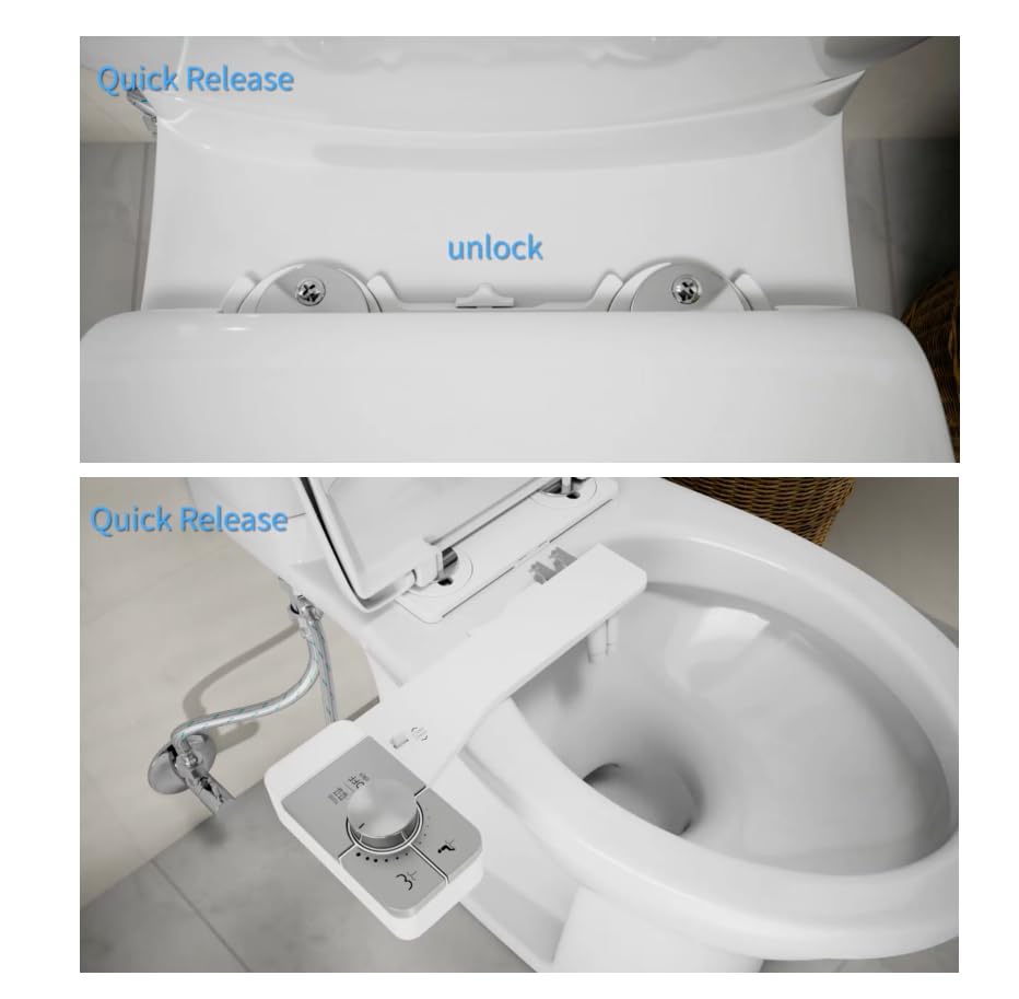 Quick-release connection makes cleaning the toilet area easier.