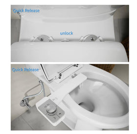 Quick-release connection makes cleaning the toilet area easier.