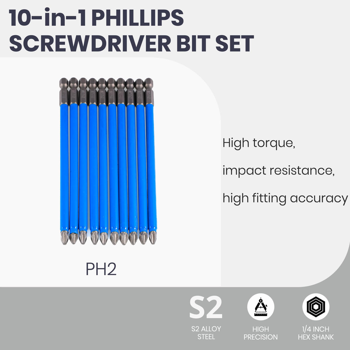 VESTTIO magnetic PH2 bits securely hold screws in tight spaces.
