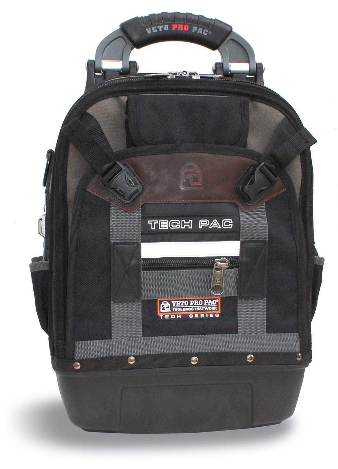 Veto Pro Pac Tech Pac backpack main bays organize tools for quick access.