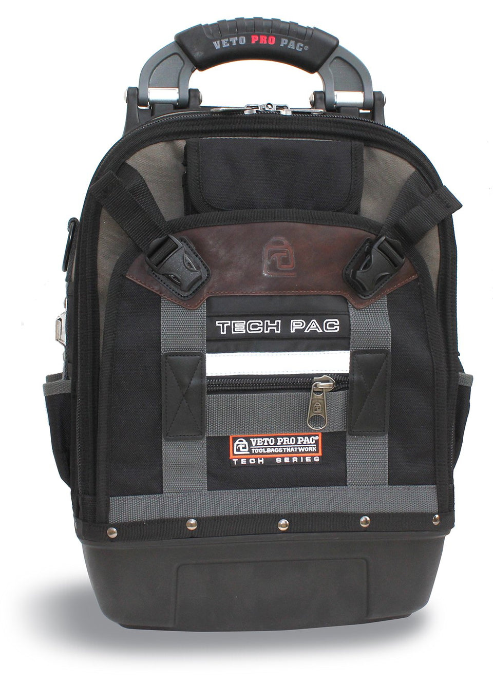 Veto Pro Pac Tech Pac backpack main bays organize tools for quick access.