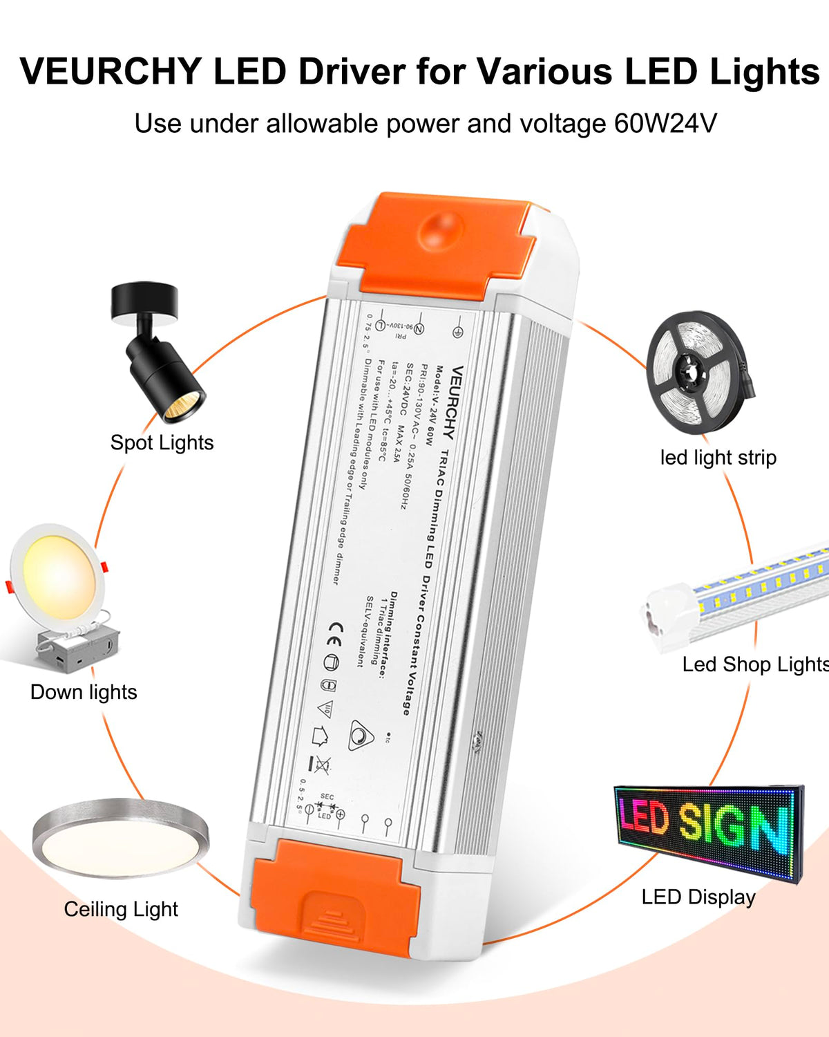 VEURCHY smooth dimming from 0 to 100 percent without flicker