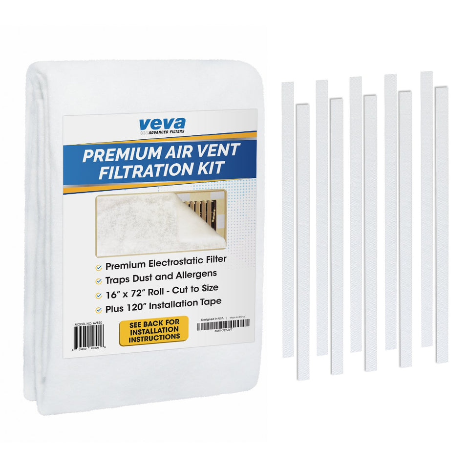 VEVA premium vent filter roll for custom sizing to capture dust and allergens.