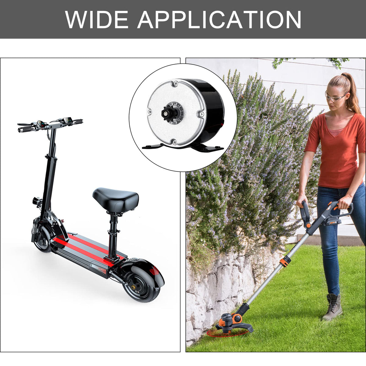 Vevitts 8mm shaft motor compatible with direct-drive sprockets.