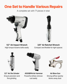 VEVOR 1-2 inch air impact wrench in use delivers high torque for lug nuts