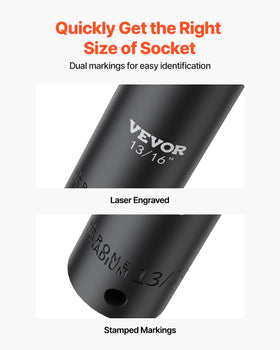 VEVOR 1-2 inch drive socket set ready for heavy torque tasks.