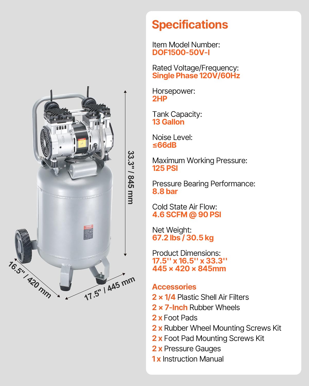 VEVOR 1/4 plastic air filters included, supporting clean air for painting tasks.