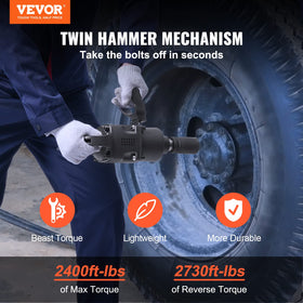 VEVOR 1-Inch air impact wrench side handle setup for improved control
