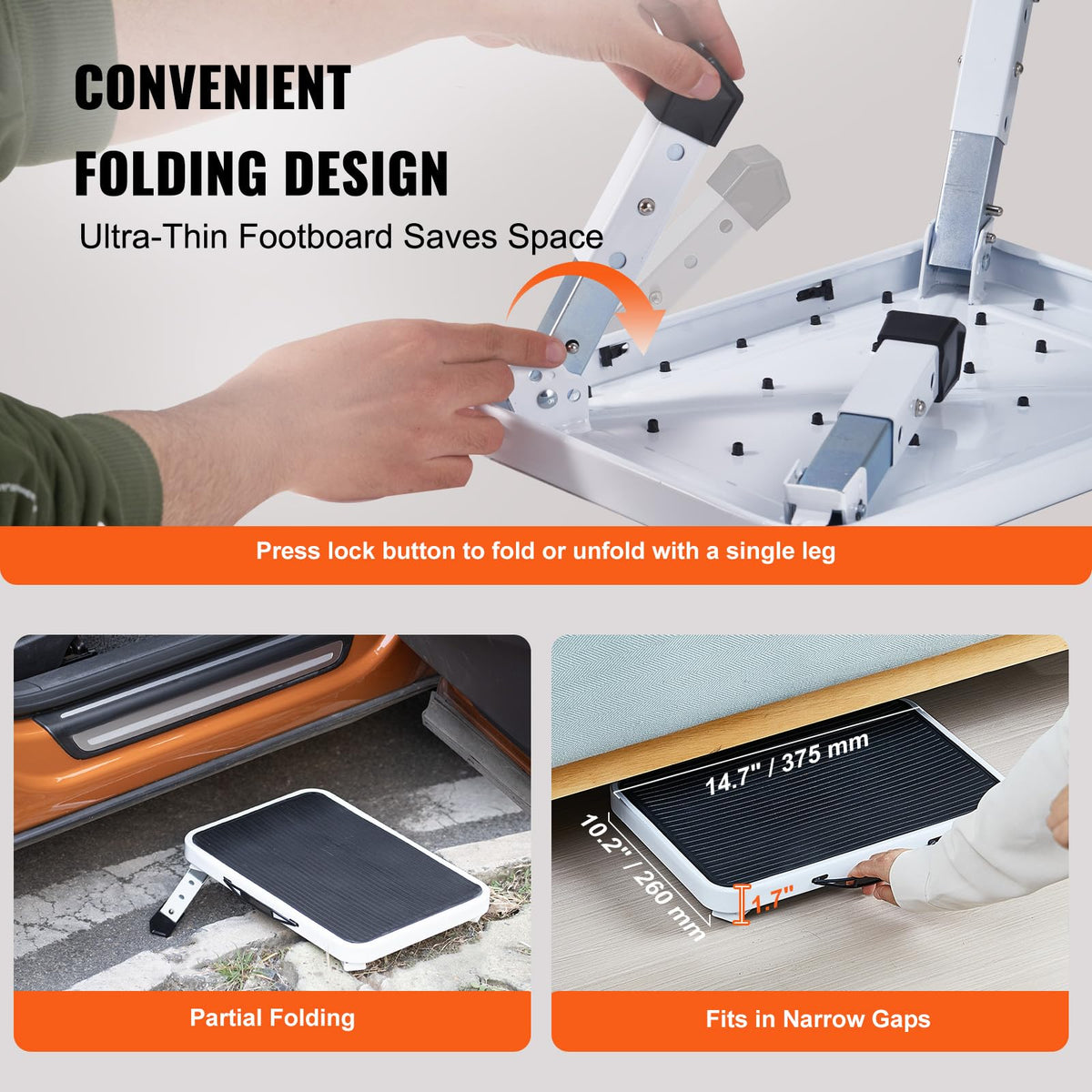 VEVOR 1-Step Folding Stepladder top area with anti-slip grip