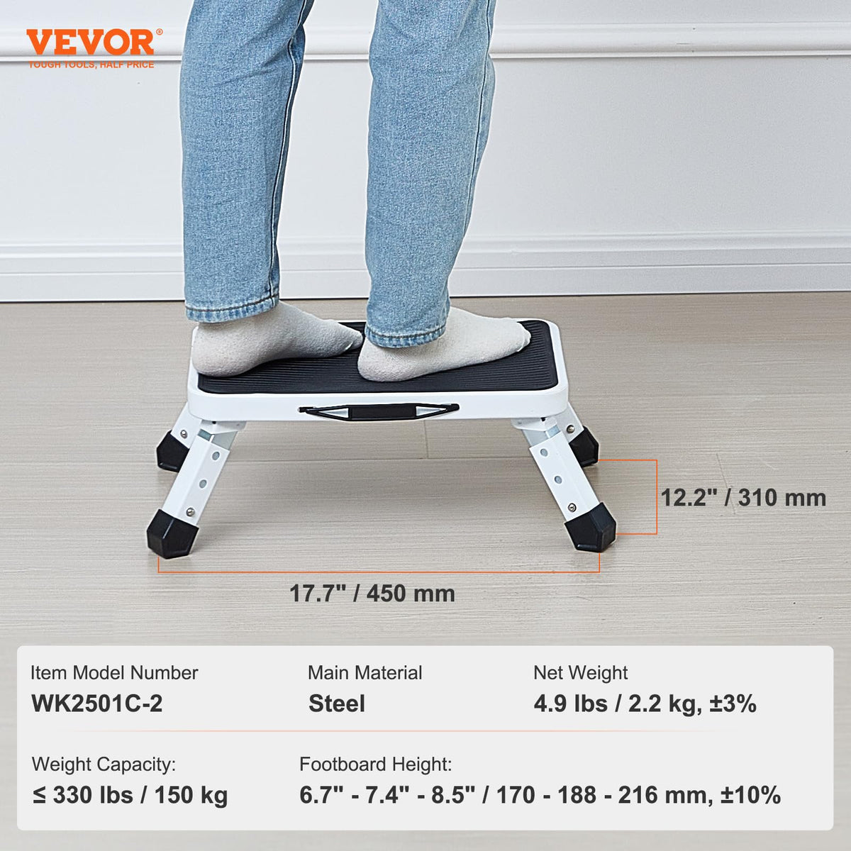 VEVOR 1-Step Folding Stepladder compact storage fits tight spaces