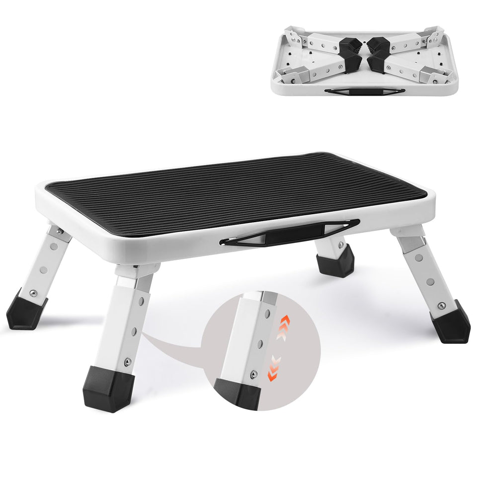VEVOR 1-Step Folding Stepladder folded for easy storage and portability