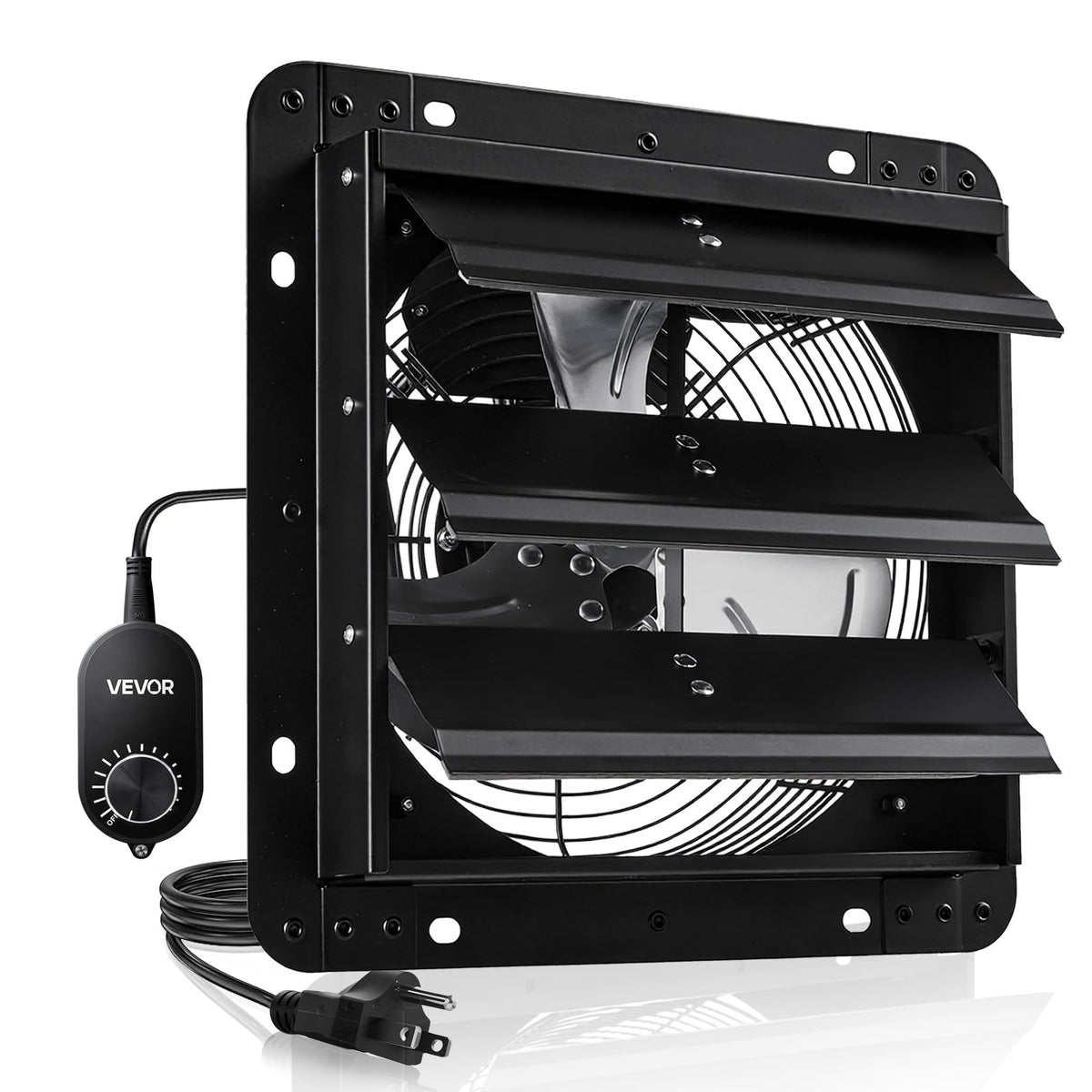 VEVOR 10'' exhaust fan front view shows a sturdy wall-mounted attic cooling unit