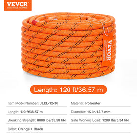 VEVOR 1/2 inch diameter fits standard pulleys and knots smoothly.