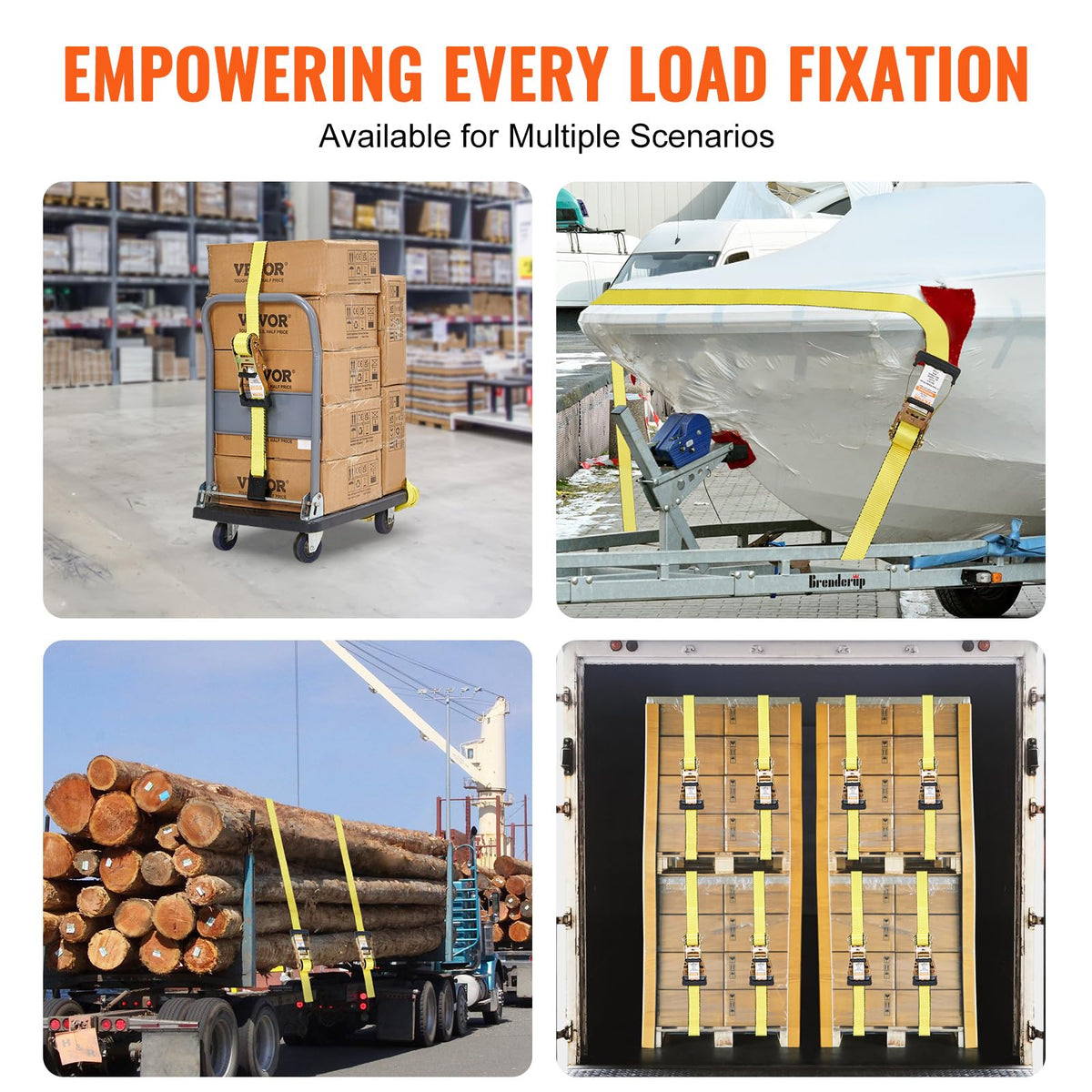 VEVOR 10-piece tie-down kit ready for truck and trailer transport