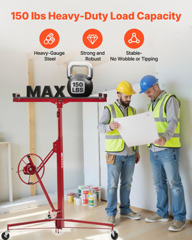 VEVOR drywall lift tilts 60° for flat and sloped ceilings