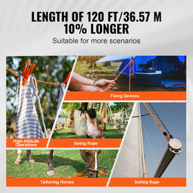 VEVOR 8000 LBS breaking strength rope for heavy duty tasks.