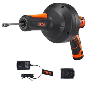 VEVOR 12V electric drain auger in action clearing a sink clog