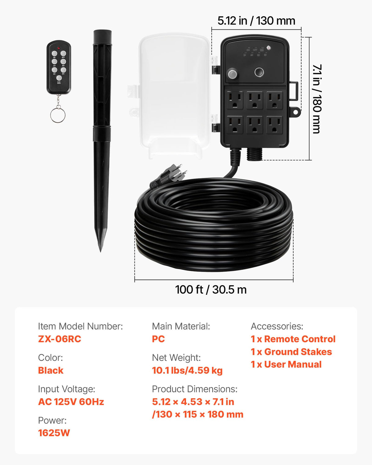 VEVOR 14awg SJTW cord supports durable outdoor power connections.