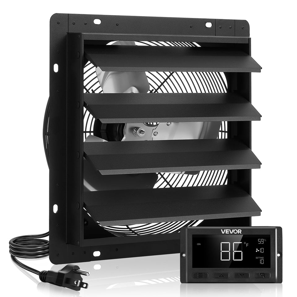 VEVOR 14-Inch Exhaust Fan front view showing high airflow potential for attic cooling