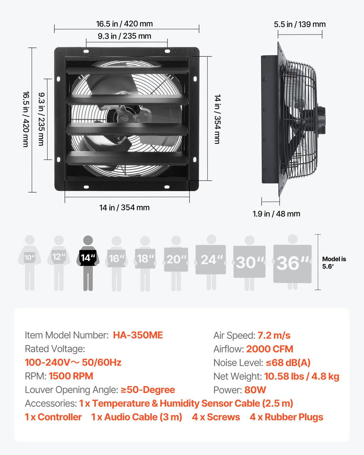 Wall mounted installation view of VEVOR exhaust fan in a clean setup