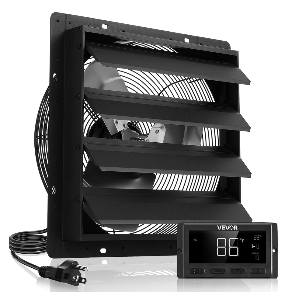 VEVOR 16-inch wall mounted exhaust fan demonstrates powerful attic or workshop airflow