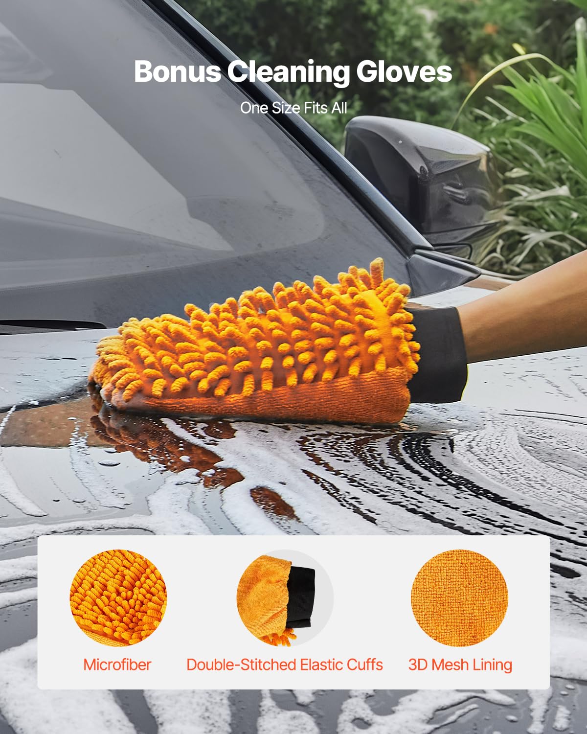 16-inch extension rod prevents bending during cleaning.