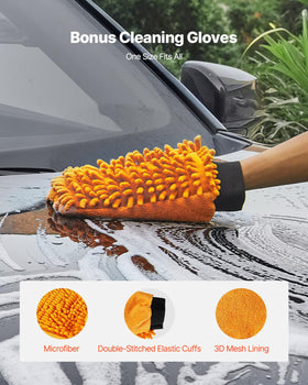 16-inch extension rod prevents bending during cleaning.