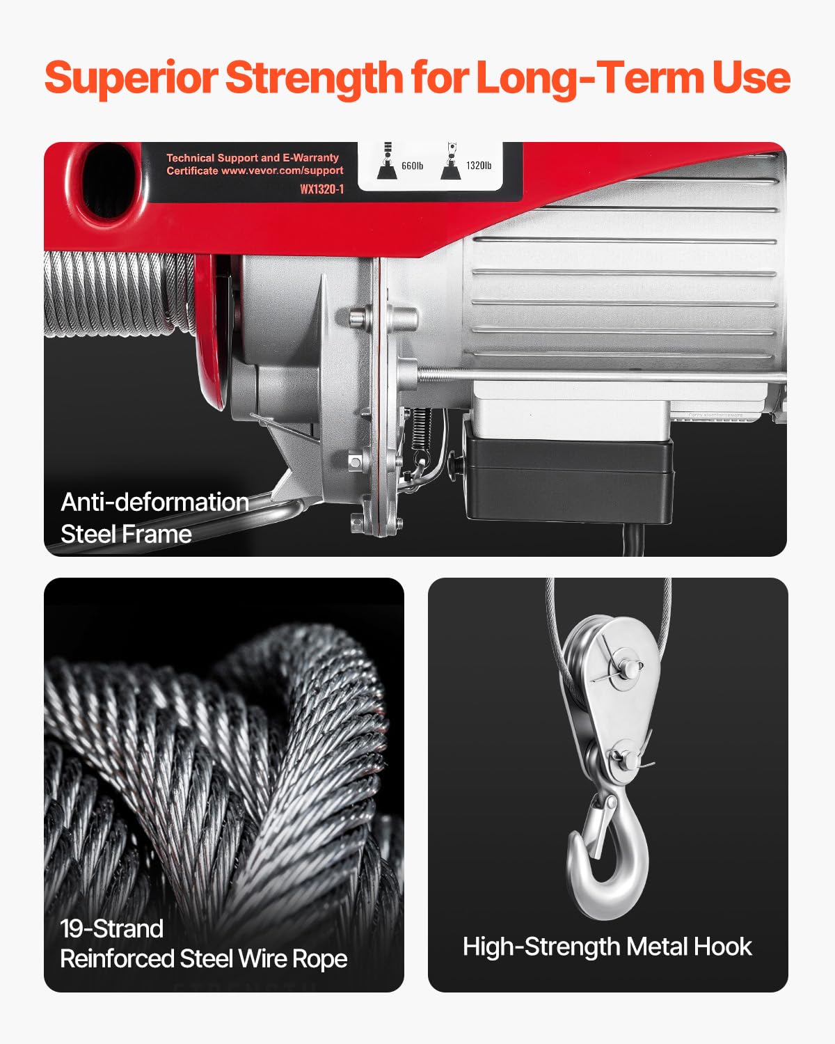 VEVOR 19-strand steel wire rope for durable payload handling