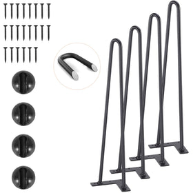 VEVOR 19 inch hairpin leg close up shows sturdy steel and matte black finish.