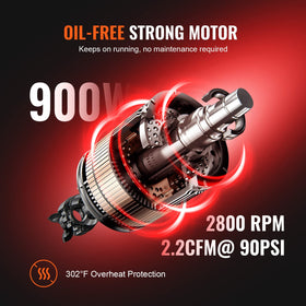 VEVOR 2.1-gallon air compressor top view highlighting compact footprint for small shops
