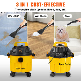 VEVOR 2.6-gallon tank reduces frequent emptying during larger cleanups.