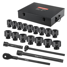 VEVOR 21-piece SAE 6-point sockets with laser sizes for quick identification