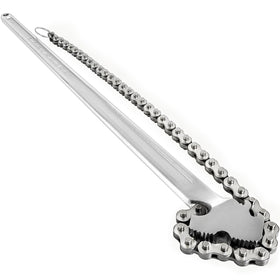 VEVOR 24-inch pipe chain wrench clamps firmly on a pipe for secure holding