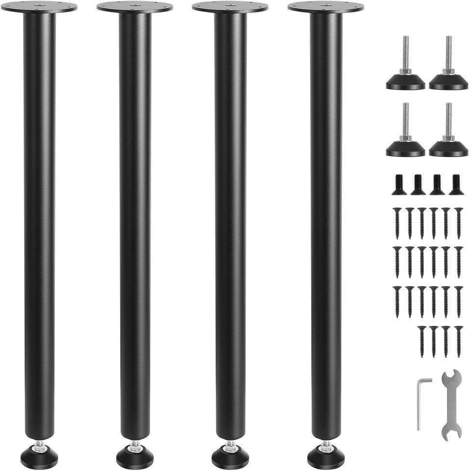 VEVOR 28-inch adjustable desk legs front view showing sturdy steel construction for heavy desks